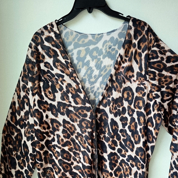 Urban Luxe Resort Animal Leopard Print Women's Robe Cover Up Long Sleeve Swim XL - Picture 6 of 7
